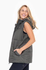 Mono B Hooded Zip Up Puffer Vests - 3 Colors!