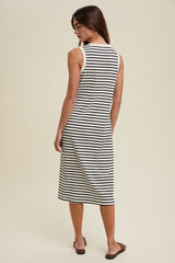 Black Striped Midi Tank Dress