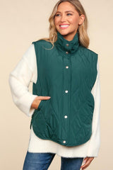 Hunter Green Snap Button Quilted Vest