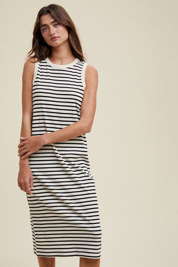 Black Striped Midi Tank Dress