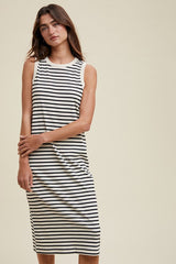 Black Striped Midi Tank Dress