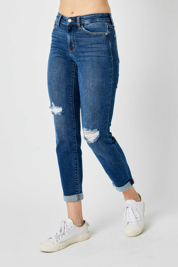 Judy Blue Mid Rise Destructed Slim Fit Jeans