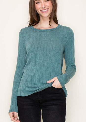 Crew Neck Wide Rib Long Sleeve - 3 Colors!