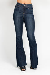 Judy Blue Lily High Rise Raw Hem Dark Flare Jeans