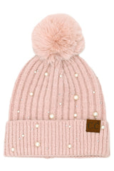 C.C Pearl & Rhinestone Pom Hat - 3 Colors!