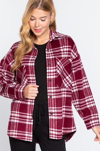 Burgundy Plaid Shacket  - FINAL SALE