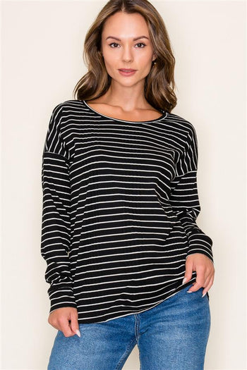 Striped Ribbed Basic Tops - 2 Colors!