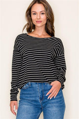 Striped Ribbed Basic Tops - 2 Colors!