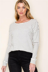 Striped Ribbed Basic Tops - 2 Colors!