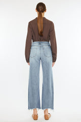 Kan Can High Rise Light Wash Distressed Slim Wide Leg Jeans