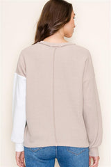 Sadie Olive & Taupe Seamed Top