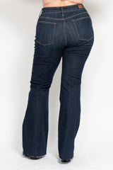 Judy Blue Lily High Rise Raw Hem Dark Flare Jeans