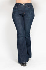 Judy Blue Lily High Rise Raw Hem Dark Flare Jeans