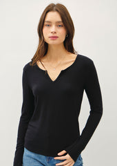 Notched Ultra Soft Basic Long Sleeves - 5 Colors!