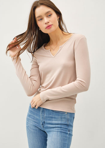 Notched Ultra Soft Basic Long Sleeves - 5 Colors!