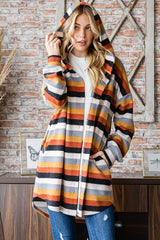 Multicolor Striped Hooded Lightweight Shacket