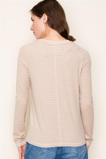 Oatmeal Striped Long Sleeve Basic