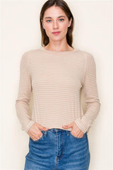 Oatmeal Striped Long Sleeve Basic