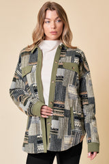 Printed Soft Fleece Sherpa Shacket