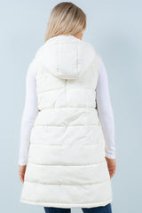 The Clarissa Long Hooded Side Zip Puffer Vests - 2 Colors!