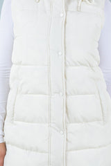 The Clarissa Long Hooded Side Zip Puffer Vests - 2 Colors!