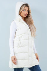 The Clarissa Long Hooded Side Zip Puffer Vests - 2 Colors!