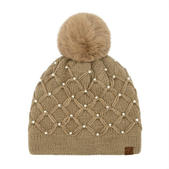 Pearl Crochet Camel Beanie