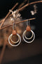 Hammered Circle Brown Leather Accent Earrings