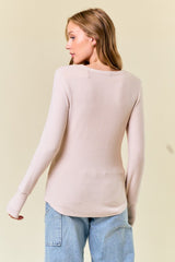 Soft Thumbhole Henley Tops - 4 Colors!