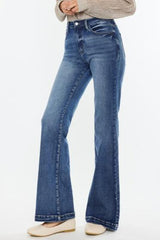 Kan Can High Rise Dark Wash Wide Leg Flare Jeans