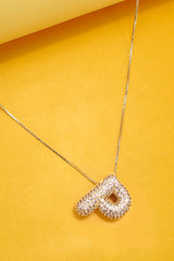 Initial Rhinestone Bubble Letter Necklaces