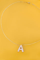 Initial Rhinestone Bubble Letter Necklaces