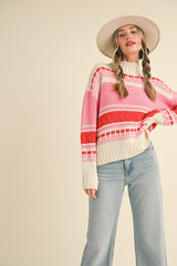 Full Of Joy Red & Pink Sweater