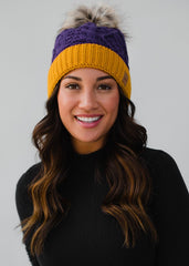 Game Day Purple & Gold Pom Hat