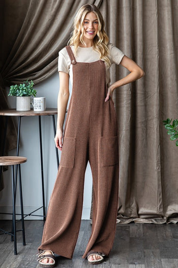 Camel Ribbed Jumpsuit