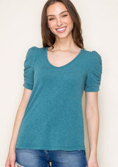 Soft Cinch Sleeve Tops - 2 Colors!