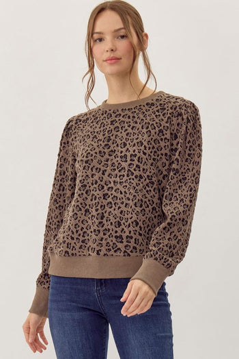 Textured Leopard Pullover