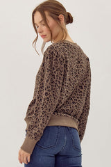 Textured Leopard Pullover