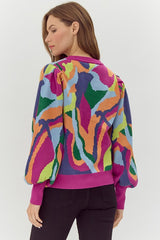 Magenta Abstract Pullover