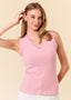 Pink Vneck Frilled Tank Top