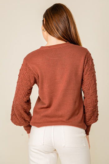 Cinnamon Cable Knit Sleeve Sweater