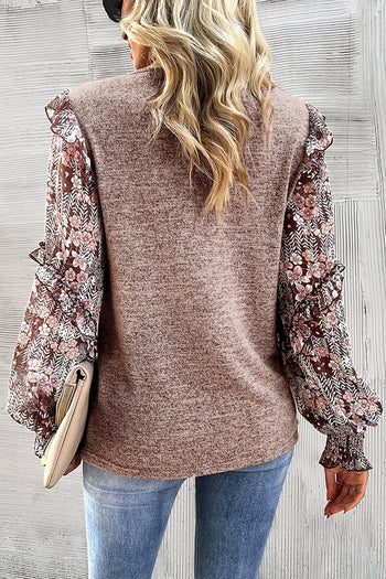 Talk It Over Chestnut Floral Sleeve Top