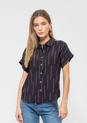 Line Print Button Down Top