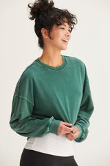 $25 Doorbuster Deal - Green Raw Hem Cropped Sweatshirt - FINAL SALE