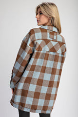 Brown & Blue Plaid Shacket