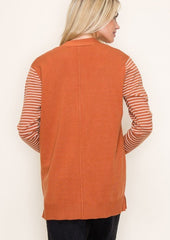 Jenna Striped Sleeve Cardigan - 2 Colors!