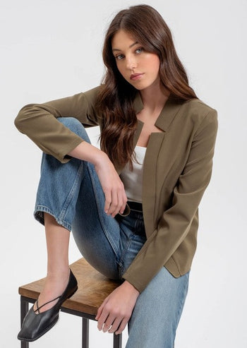 Olive Notch Collar Blazer