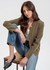 Olive Notch Collar Blazer