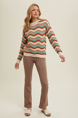 Multi Color Wavy Striped Sweater