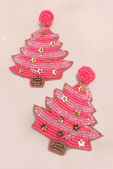 Christmas Tree Seed Bead Holiday Earrings - 3 Colors!